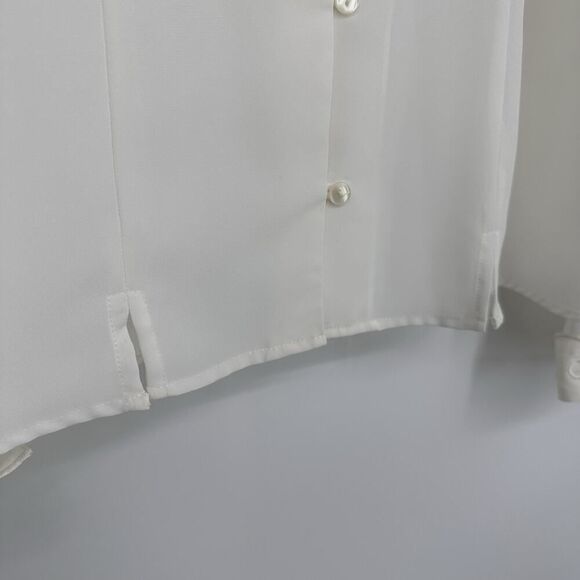 Vintage Karen Scott Button Up Blouse Fancy Collar Embroidered Ivory Womens Large - Picture 6 of 12